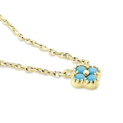 Collier Mini Trèfle or et bleu