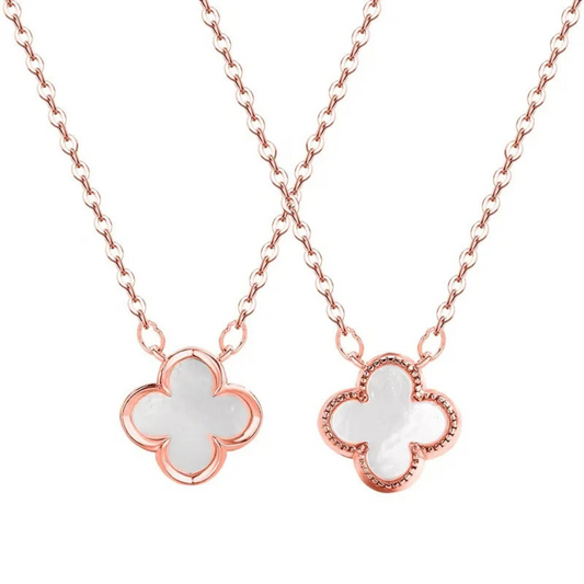 Collier Trèfle Rose Platine