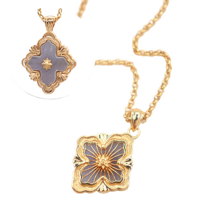 Collier Trèfle Réversible gris