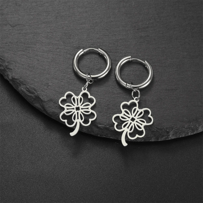 Boucle d'Oreille Créole Trèfle