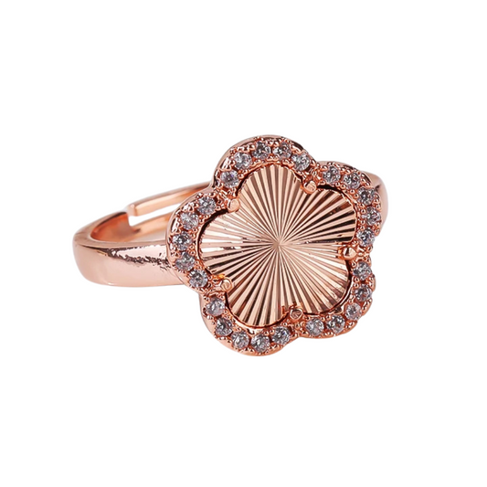 Bague Trèfle Or Rose et Diamants