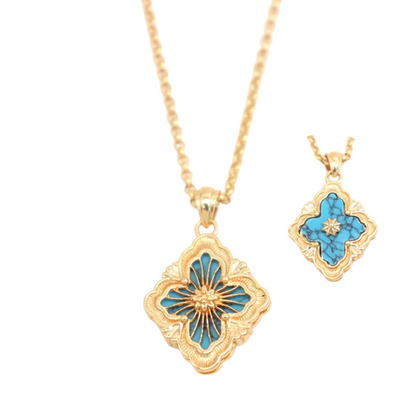 Collier Trèfle Réversible bleu 