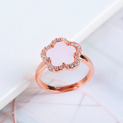 Bague Trèfle Rose et Blanche