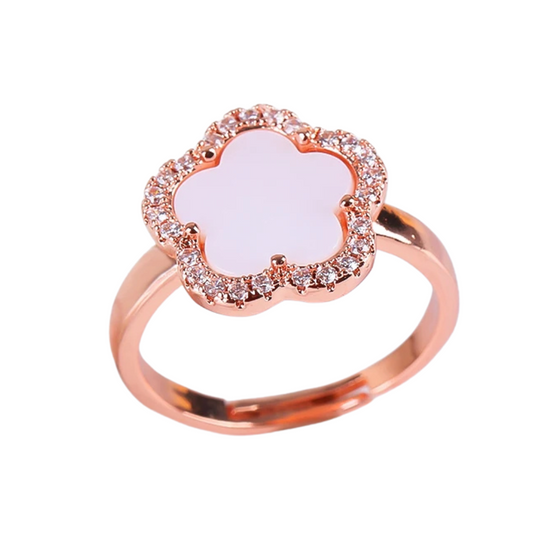 Bague Trèfle Rose et Blanche