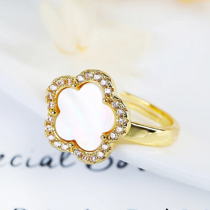 Bague Trèfle Or et Blanche