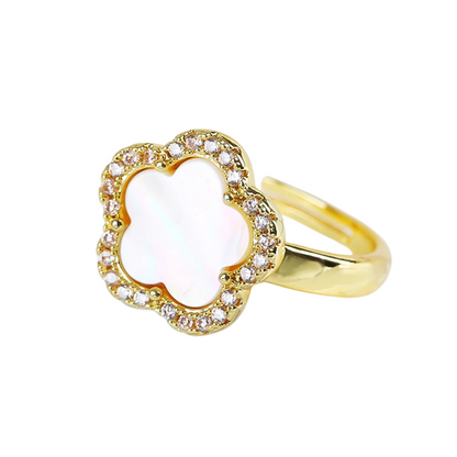 Bague Trèfle Or et Blanche