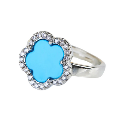 Bague Trèfle Argent et Bleue