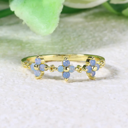 Bague Trèfle bleu et or
