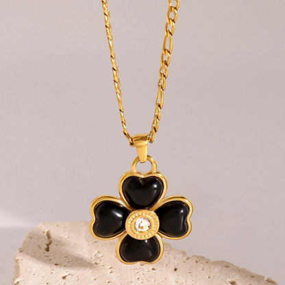 Collier Trèfle Noirs diamant
