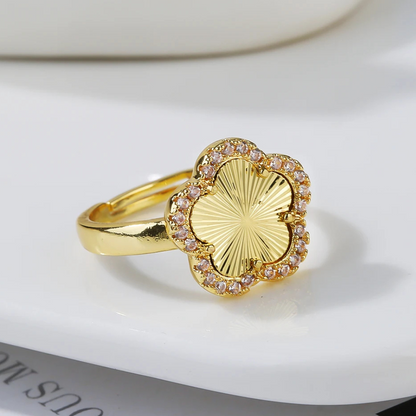 Bague Trèfle Dorée diamants