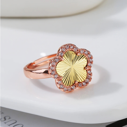 Bague Trèfle Or Rose et Doré