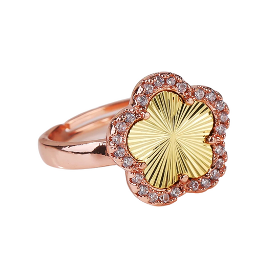 Bague Trèfle Or Rose et Doré