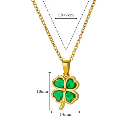 Collier Trèfle à Quatre Feuilles Vert doré