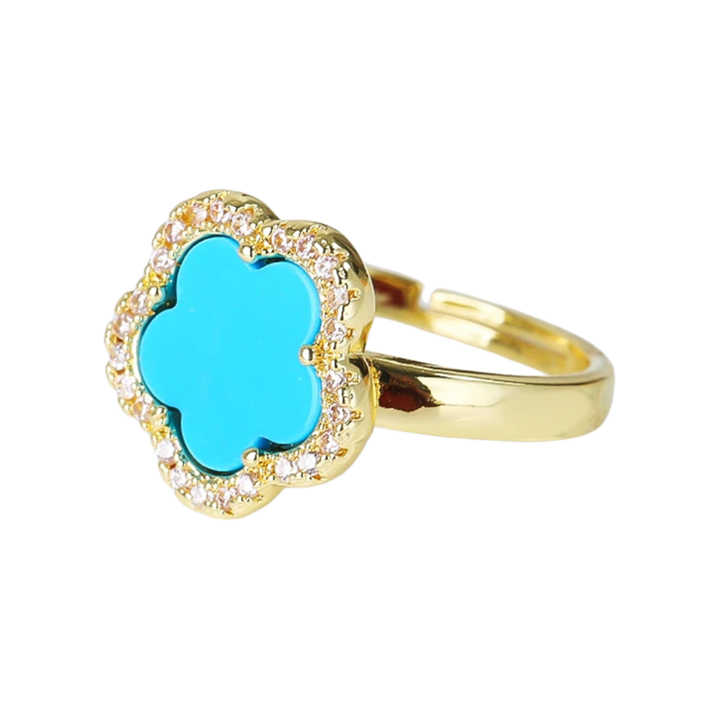 Bague Trèfle Or et Bleue