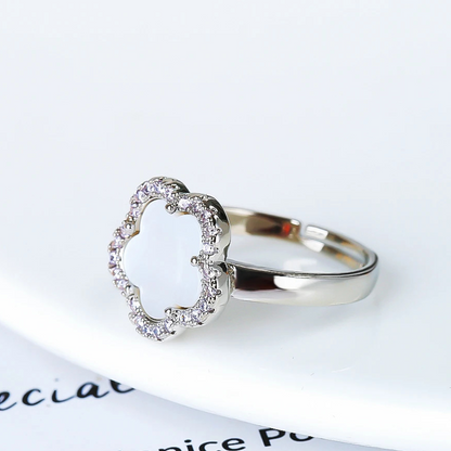 Bague Trèfle Argent et Blanche