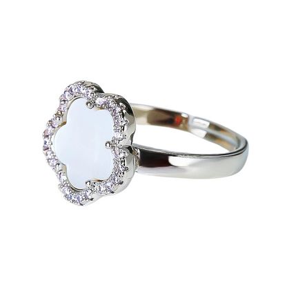 Bague Trèfle Argent et Blanche