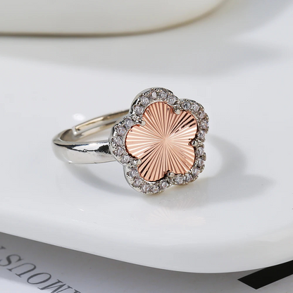 Bague Trèfle Argent et Rose