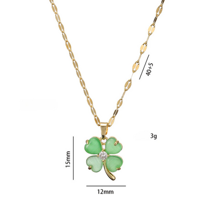 Collier Pendentif Trèfle vert