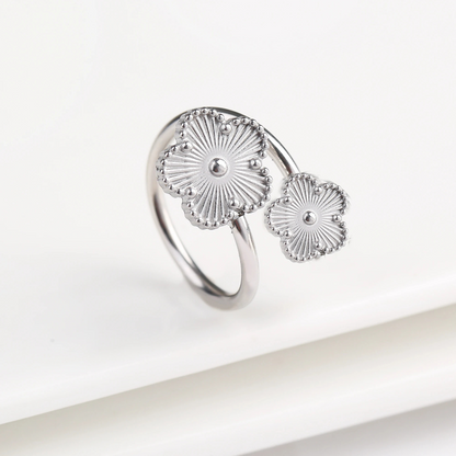 Bague Trèfle Fleur argenté