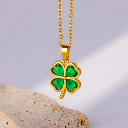 Collier Trèfle à Quatre Feuilles Vert