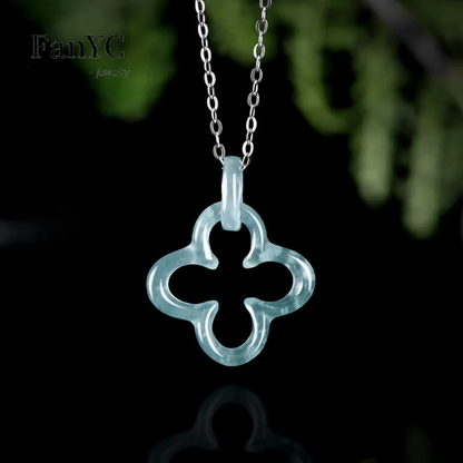 Collier Trèfle bleu clair