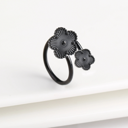 Bague Trèfle Fleur noir
