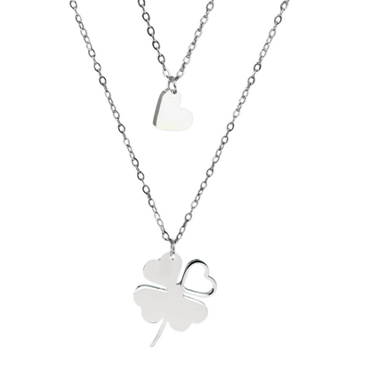 Double Collier Trèfle et Cœur