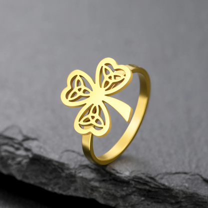 Bague Trèfle Celte doré