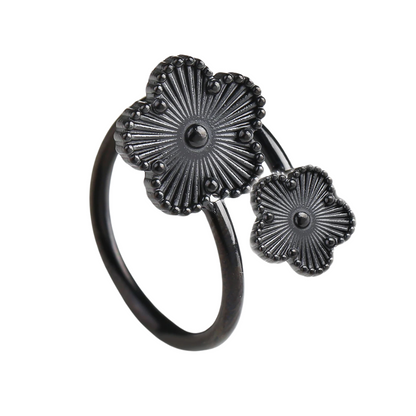 Bague Trèfle Fleur noir