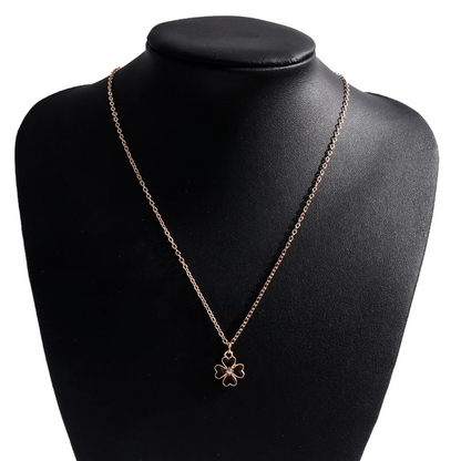 Collier Or Rose et Trèfle Noir