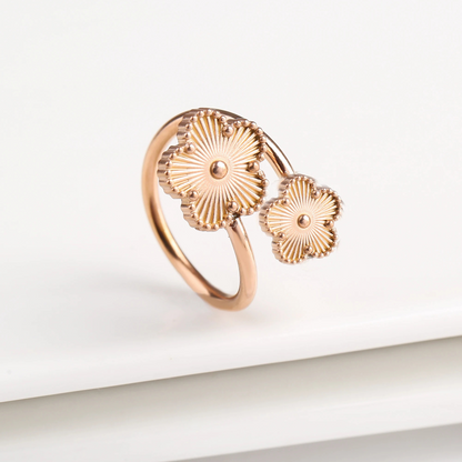 Bague Trèfle Fleur or rose