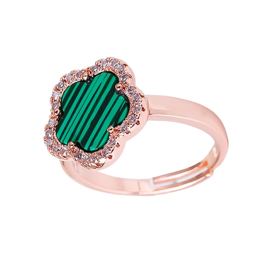 Bague Trèfle Or Rose et Vert