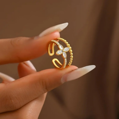 Bague Trèfle Design doré